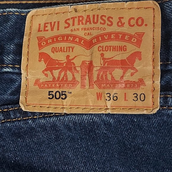 MEN'S LEVI'S 505 REGULAR FIT DARK WASH JEANS (36 X 29) - Picture 12 of 12